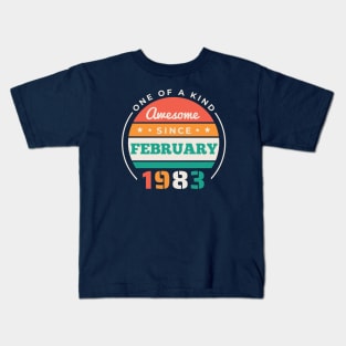 Retro Awesome Since February 1983 Birthday Vintage Bday 1983 Kids T-Shirt